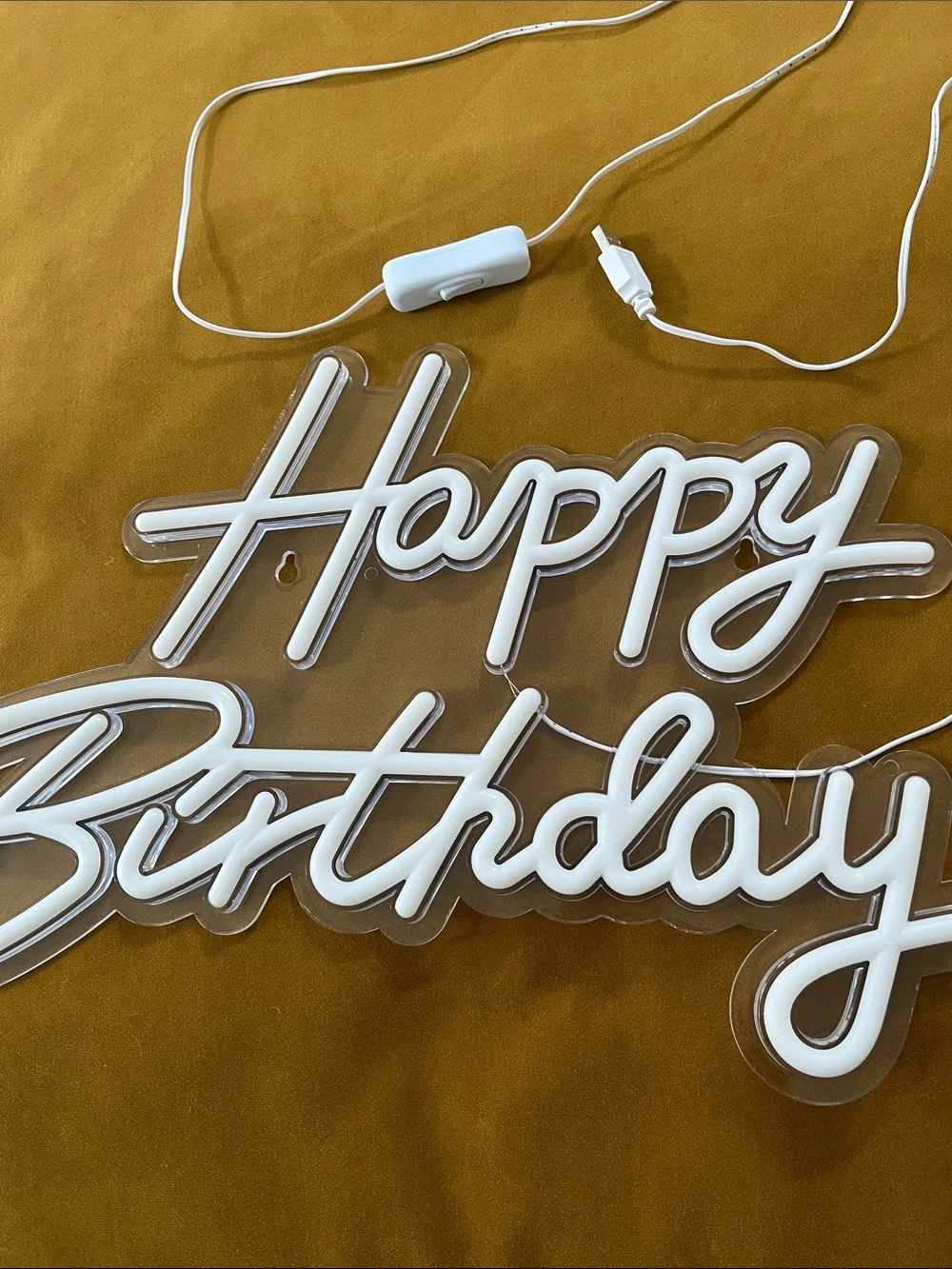 Happy Birthday LED Sign - White Neon Script